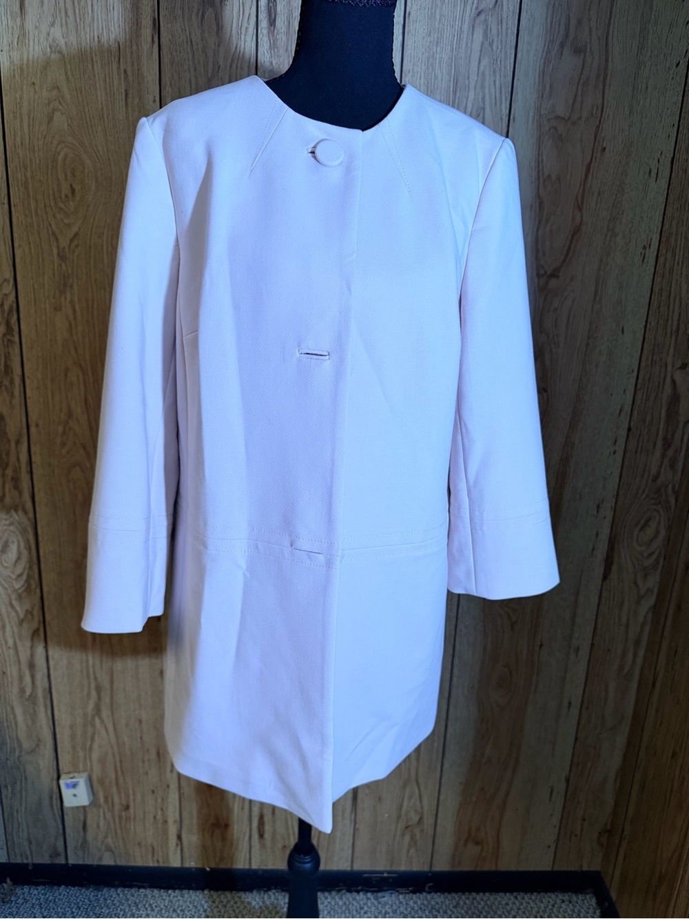 Talbots Women's Light Pink Collarless Long Coat
